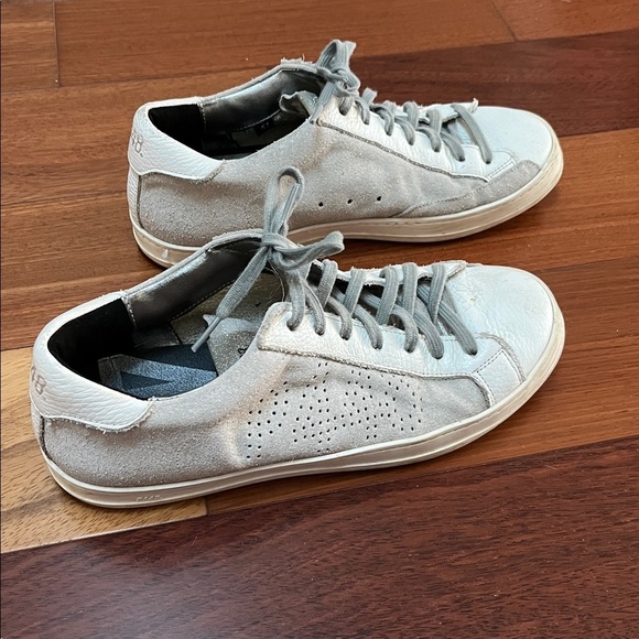 P448 Shoes - P448 John Softy Low Top White Glitter Sneaker Sz 41 Designer Leather Italy
